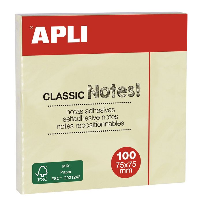 NOTAS ADHESIVAS 75X75 APLI AMARILLO
