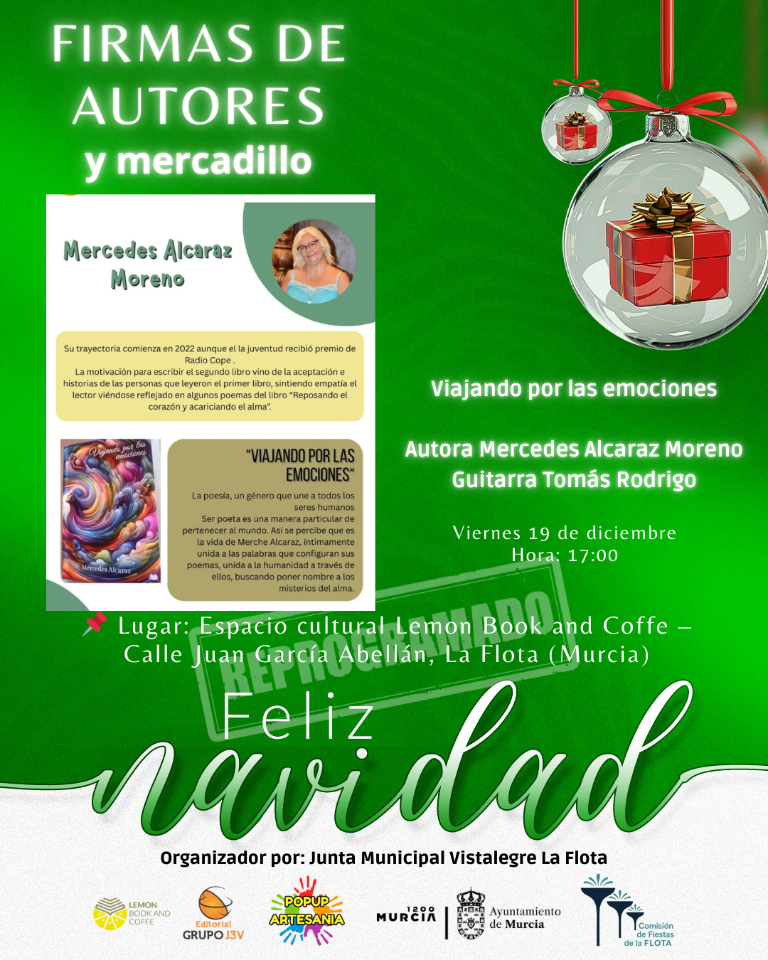 Firma de libros Viajando por las emociones de Mercedes Alcaraz Moreno en Lemon Book & Coffe La Flota Murcia